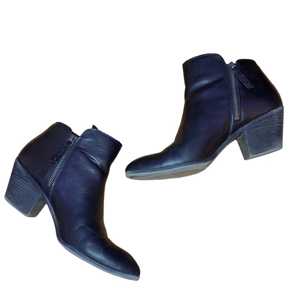 FRYE Black Ankle Booties Judith Double Zip Leather Chunky Heel 7.5 - Picture 6 of 9